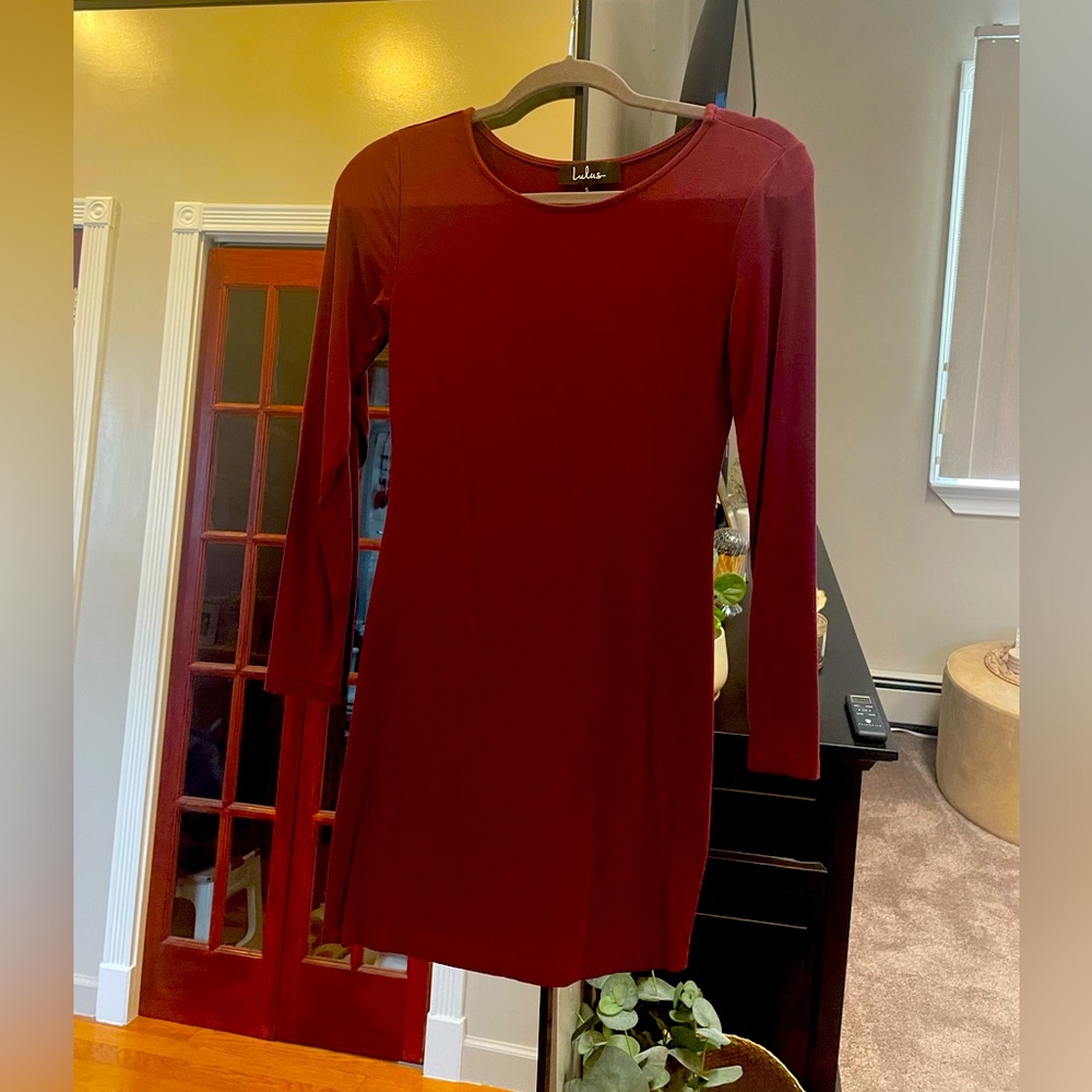 Lulus Burgundy Long Sleeve Dress